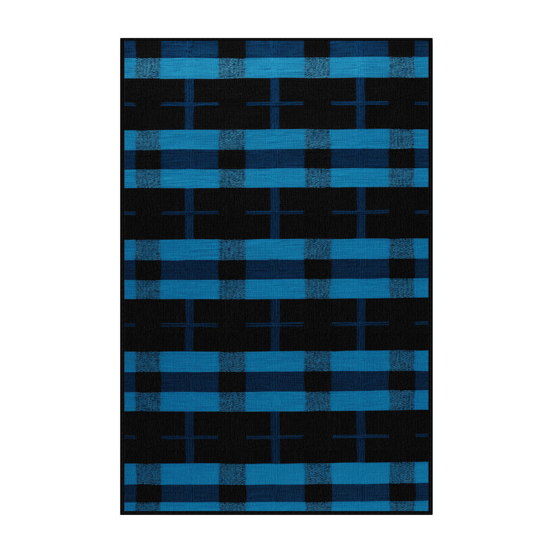 Tapis damier noir lavable à la machine, Rectangle 2 pi x 3 pi