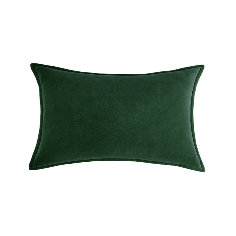 Dark Green Velvet Reversible Lumbar Throw Pillow