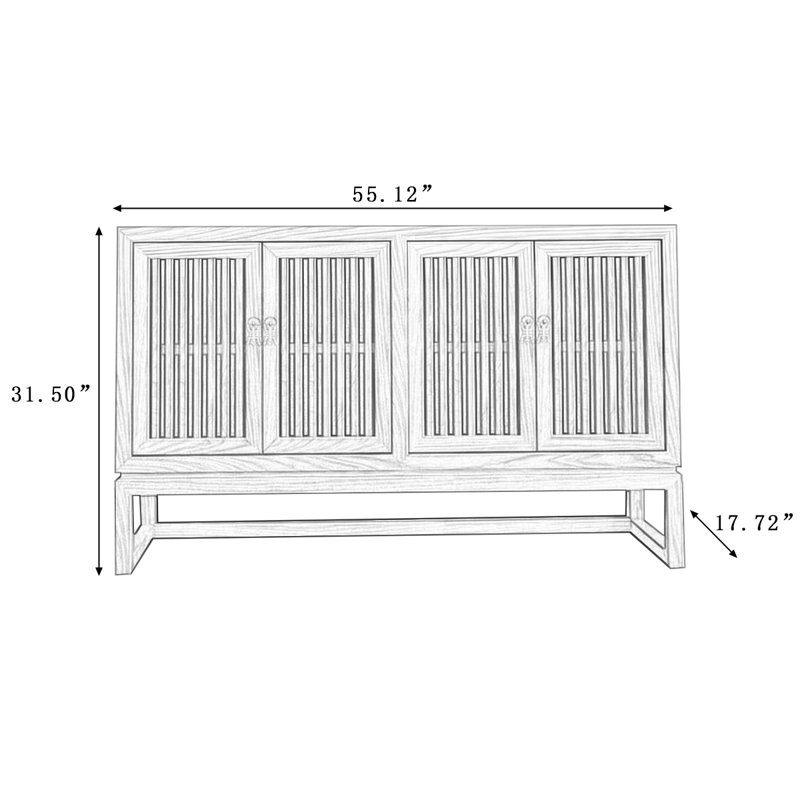 Modern Burlywood Solid Wood Sideboard