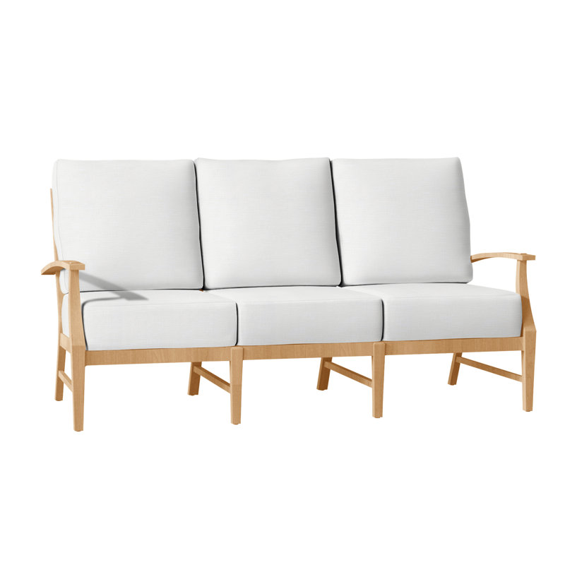 Croquet Teak Sofa - Natural Teak, Natural Teak, Rollo Lace InsideOut® Linen, No Welt