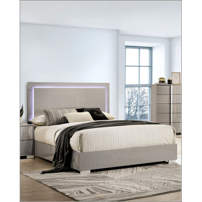 Queen Size Bed With LED Headboard