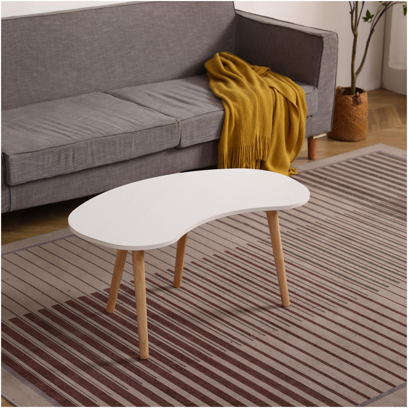 Table basse en forme de noix avec pieds en bois, 35 po x 21 po