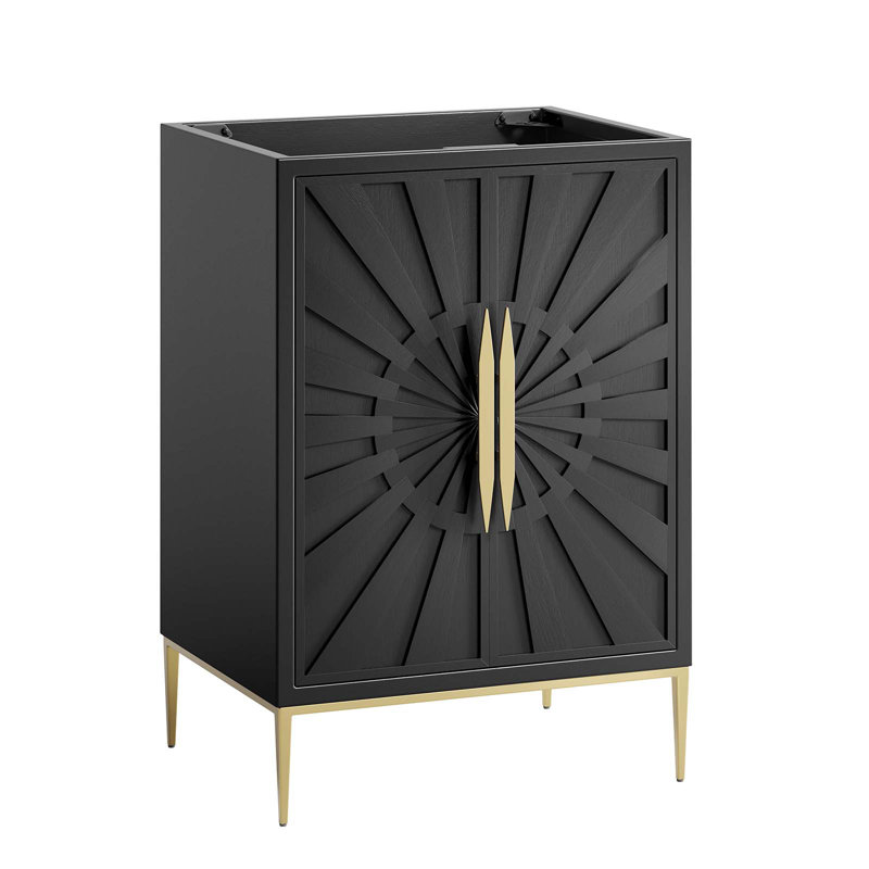 Modway Black and Gold 24" Single Bathroom Vanity Cabinet