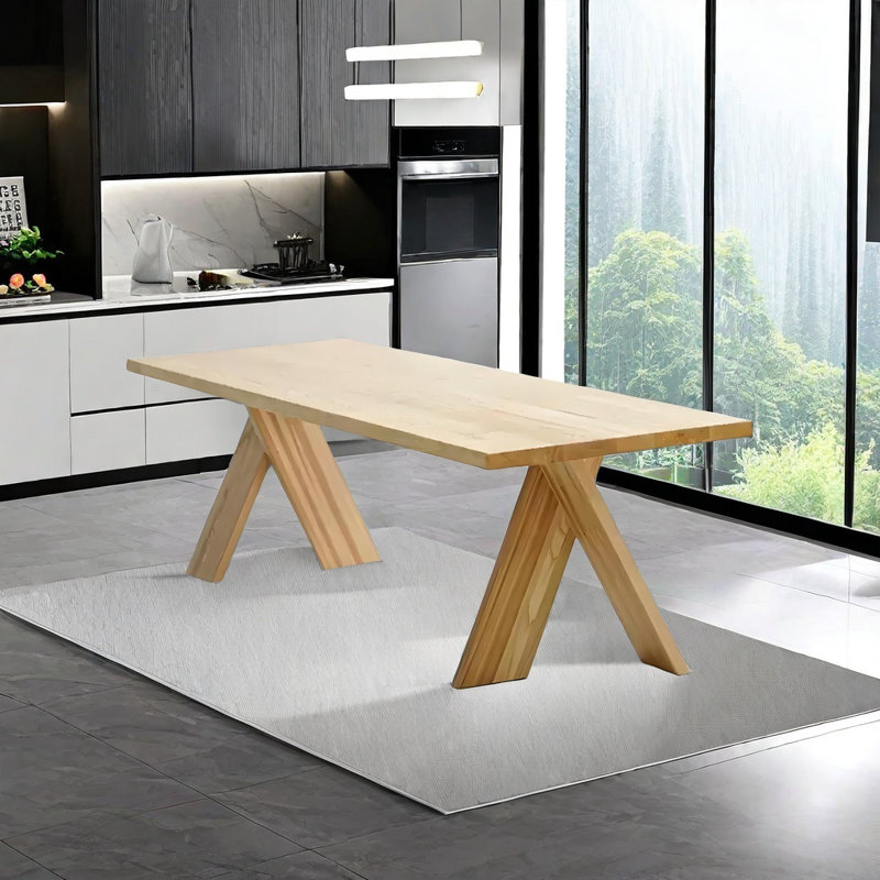 Table de salle à manger en bois de frêne importé avec base robuste, H 29,52 po x L 78,74 po x l 31,49 po
