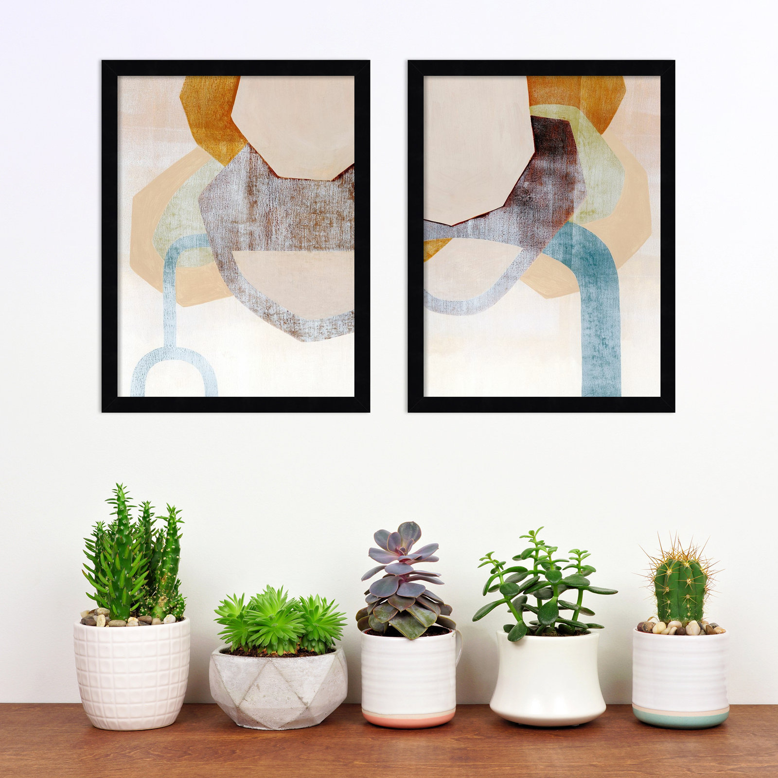 Desert Rockfalls 2-Piece Print Set, Black, 18" H x 30" W