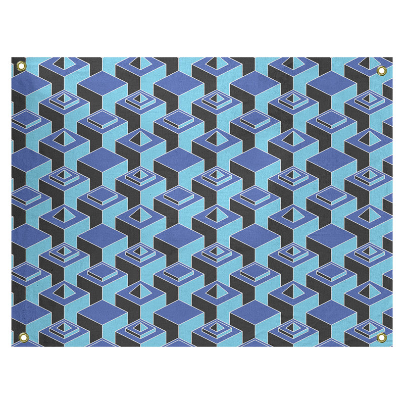 Tapisserie, H 59 po x l 80 po, Bleu / bleu sarcelle