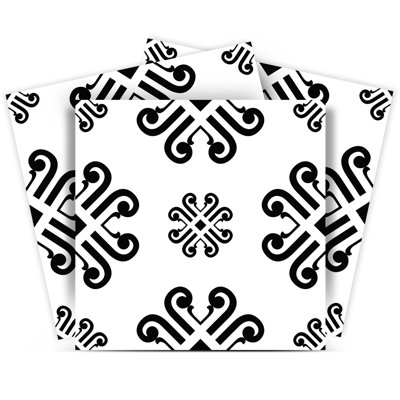 Carreaux amovibles en vinyle noir et blanc 7 po x 7 po