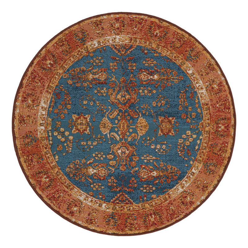 Indoor/Outdoor Traditional Area Rug, Round 3'1"