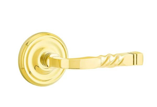 Emtek Privacy Interior Mortise w/ Regular Rosette & Santa Fe Lever, Satin Nickel, Right