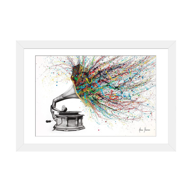 " Radical Rhapsody " by Ashvin Harrison, White Picture Framed Paper, 16" H x 24" W x 1" D, Yes