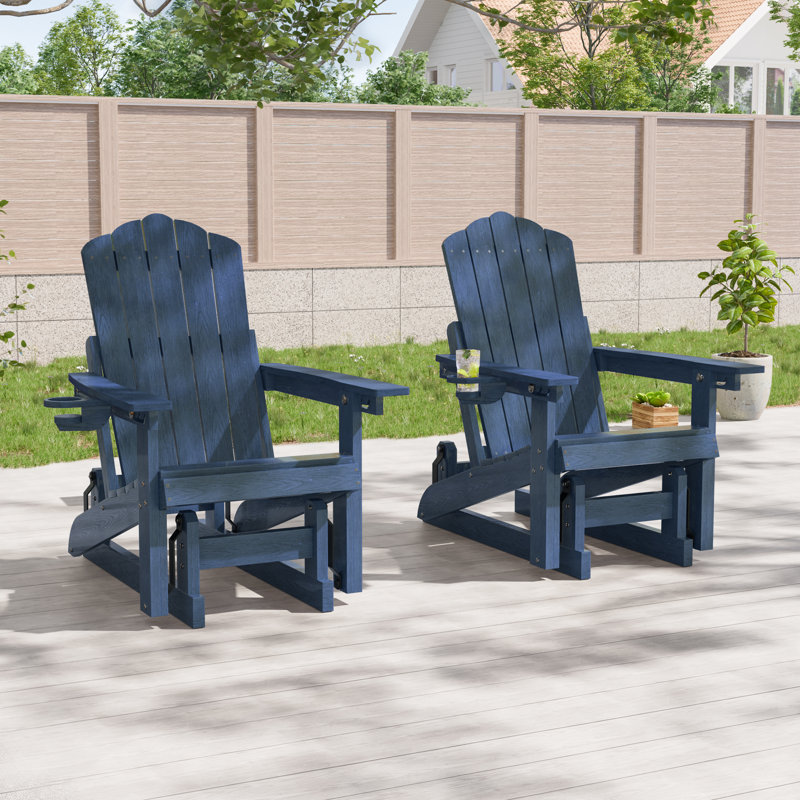 Glider Adirondack Chair with 3-Position Adjust, Wood-Like HDPE Patio Chair, All-Weather for Outdoor, 350lb Capacity