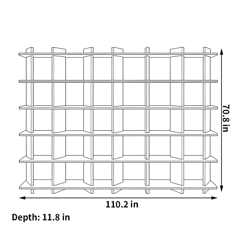 Makinley, (6 Shelves) 70.8"H x 110.2"W x 11.8"D, Burlywood