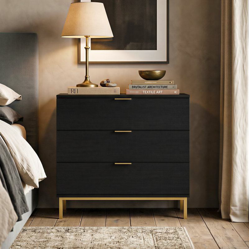 Commode 3 tiroirs Spurlin, Noir