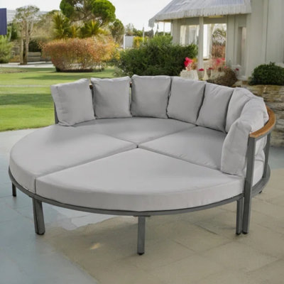 Parishville 74.03'' Wide Curved Patio Daybed with Cushions