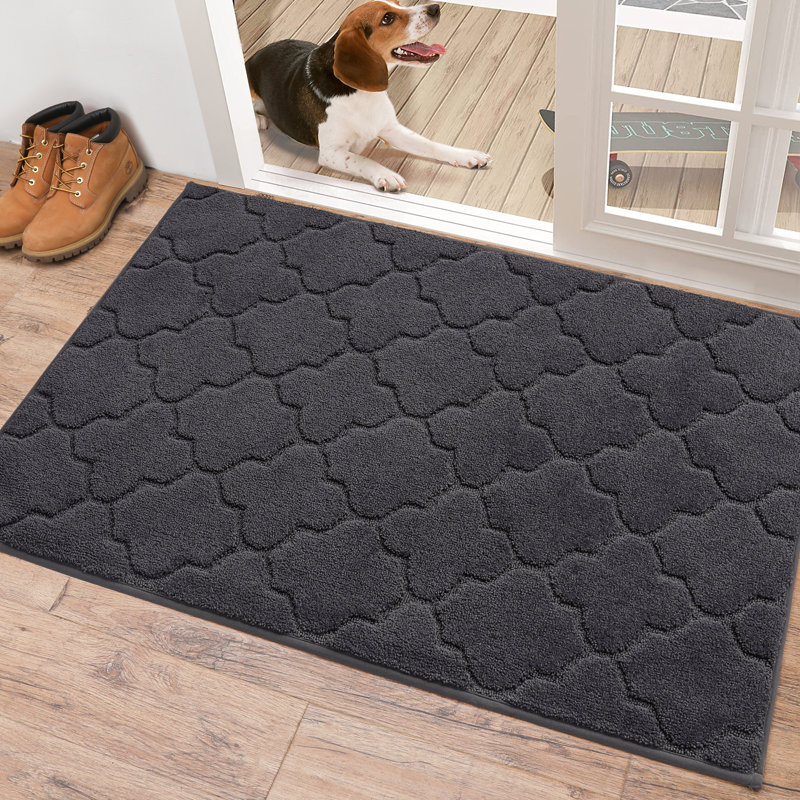 Monfield Non-Slip Geometric Doormat, 32" W x 48" L, Dark Gray