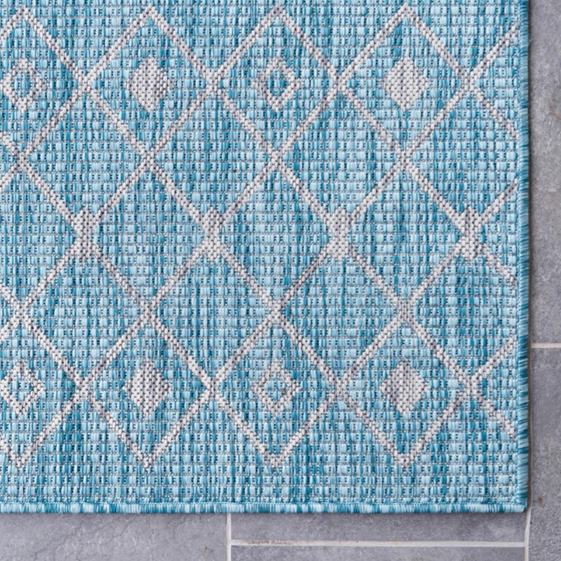 Outdoor Preen Area Rug Blue Green Color, Runner 2' x 8'