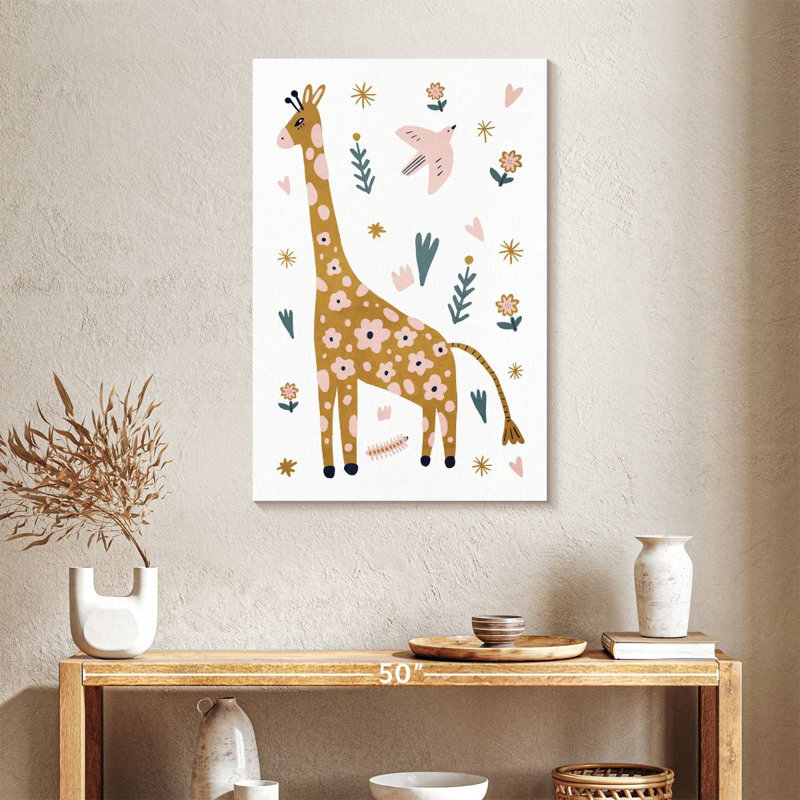 Adorable girafe scandinave sur toile, H 36 po x l 24 po x P 1,25 po
