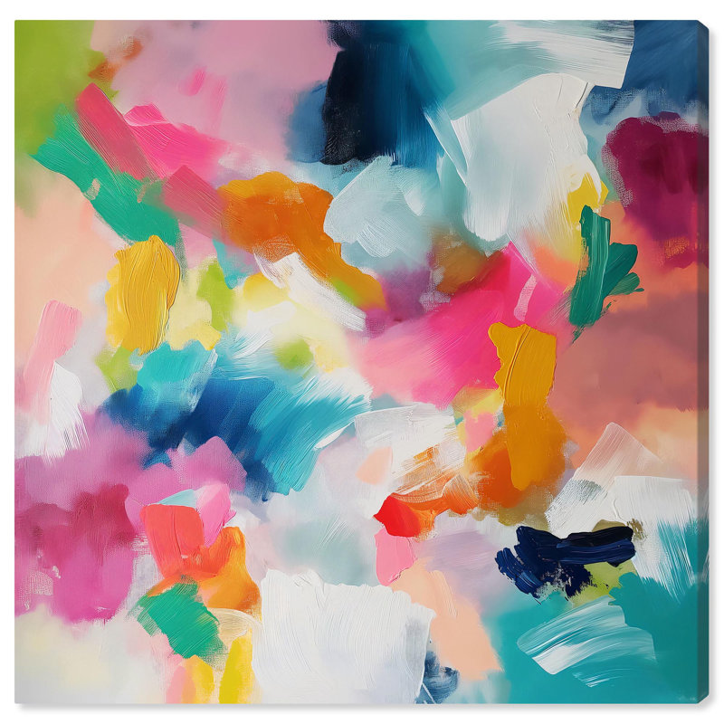 Gossamer Colors Canvas Modern Colorful Print by Art Remedy, 30" H x 30" W x 1.5" D, Wrapped Canvas