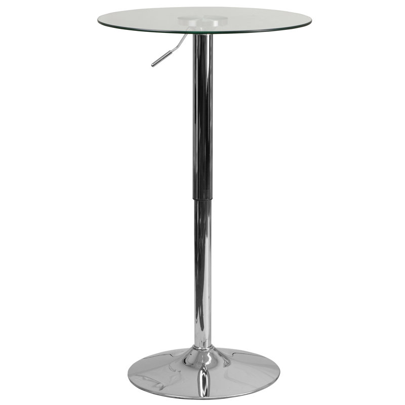 Round Adjustable Height Glass Table
