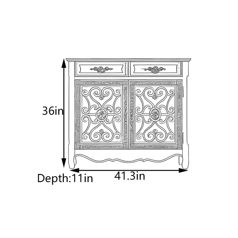 Solid Rubber Wood Console Cabinet, Dark Brown