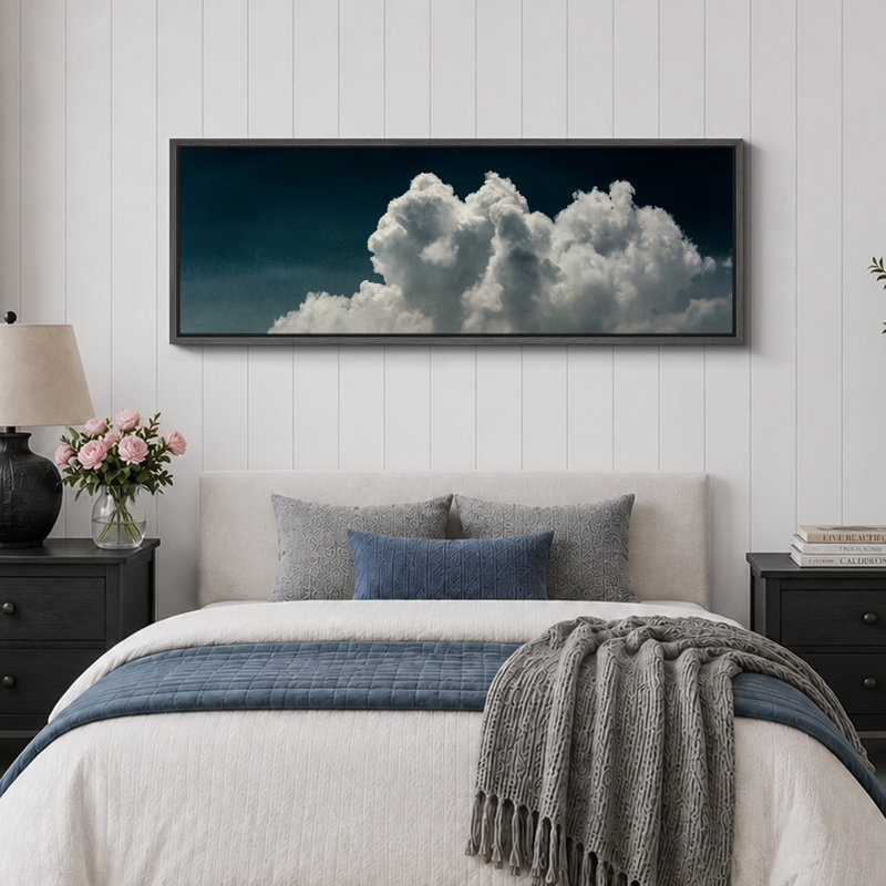 «Majestic Cumulus Clouds», reproduction sur toile, H 20 po x l 60 po, Noir, noir, noir, noir