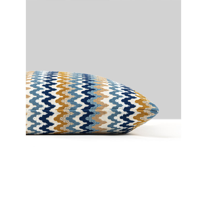 RAINBOW MOUNTAIN CREWEL PILLOW, Square - 22"H x 22"W, Denim Gold