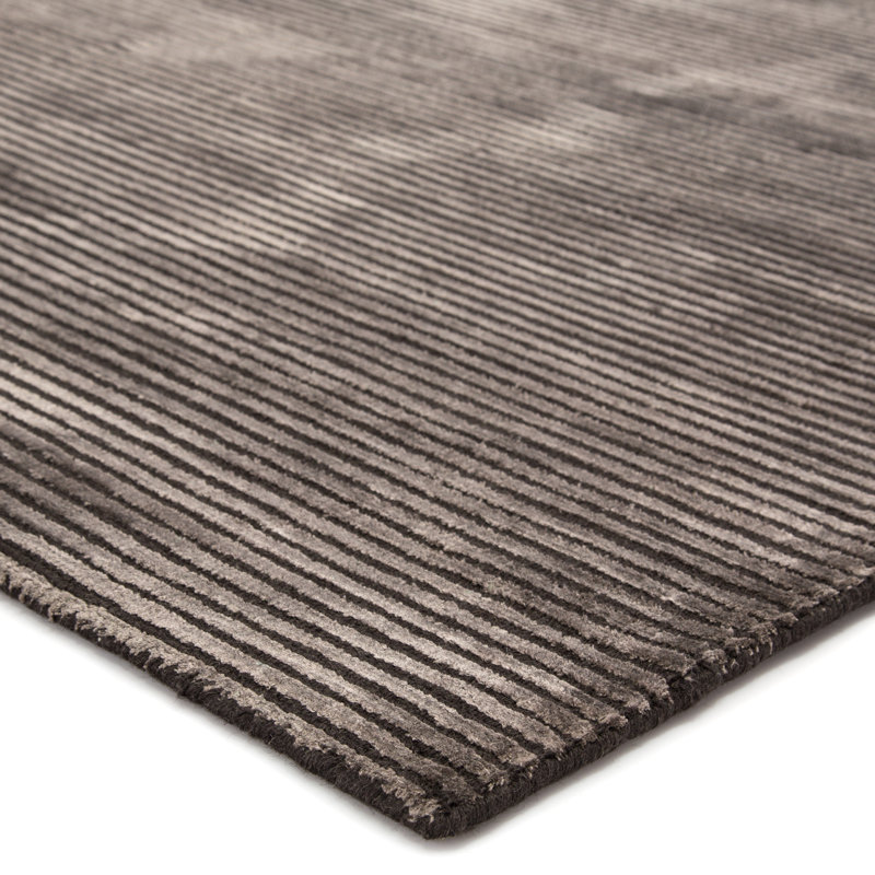 Tapis gris en laine / soie tissé à la main Nico, Rectangle 12 pi x 15 pi