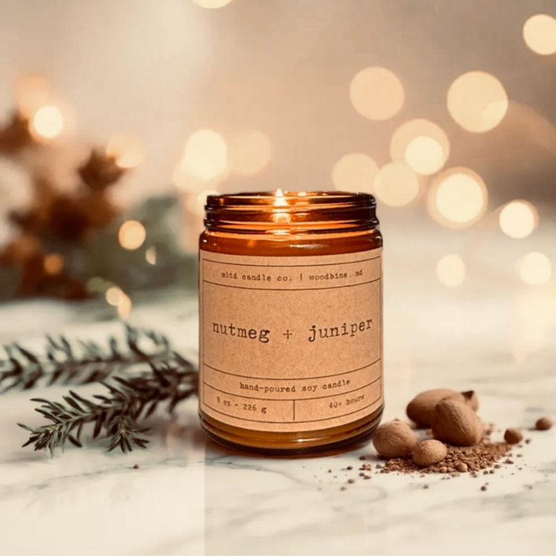 Nutmeg + Juniper Scented Soy Candle