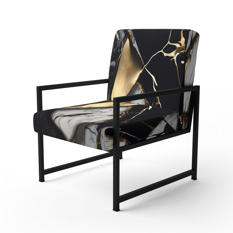 Fauteuil d'appoint rembourré en marbre Daelen, Noir, noir, noir, noir