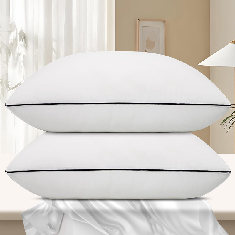Standard Size White Polyester Cooling Bed Pillows Set of 2
