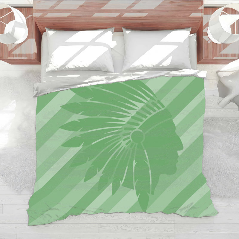 Édredon Native American Silhouette, Twin Extra Long, Medium Green Light Green