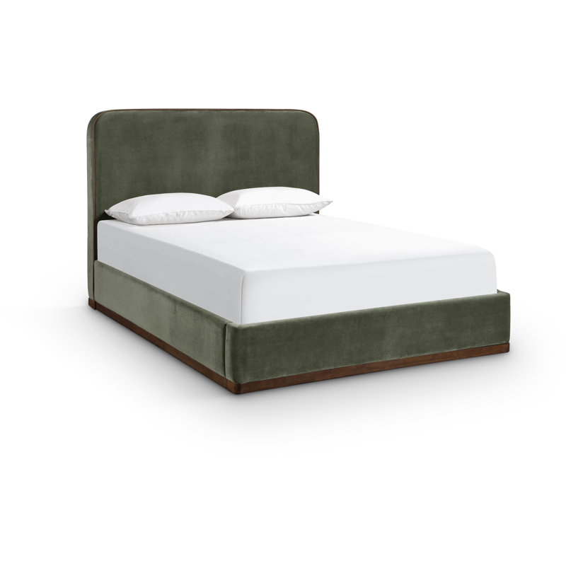 Lit tapissier Jann, Double, Velours vert