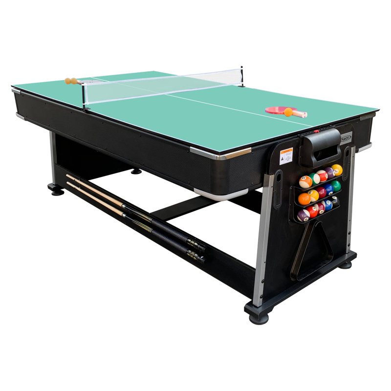 Table de billard/pool pivotante multi-jeux 3 en 1 Rack Triad de 2,13 m (tapis vert et structure noire)