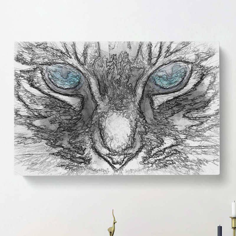 Bright Blue Cat Eyes in Abstract - Wrapped Canvas, 35cm H x 50cm W x 3cm D