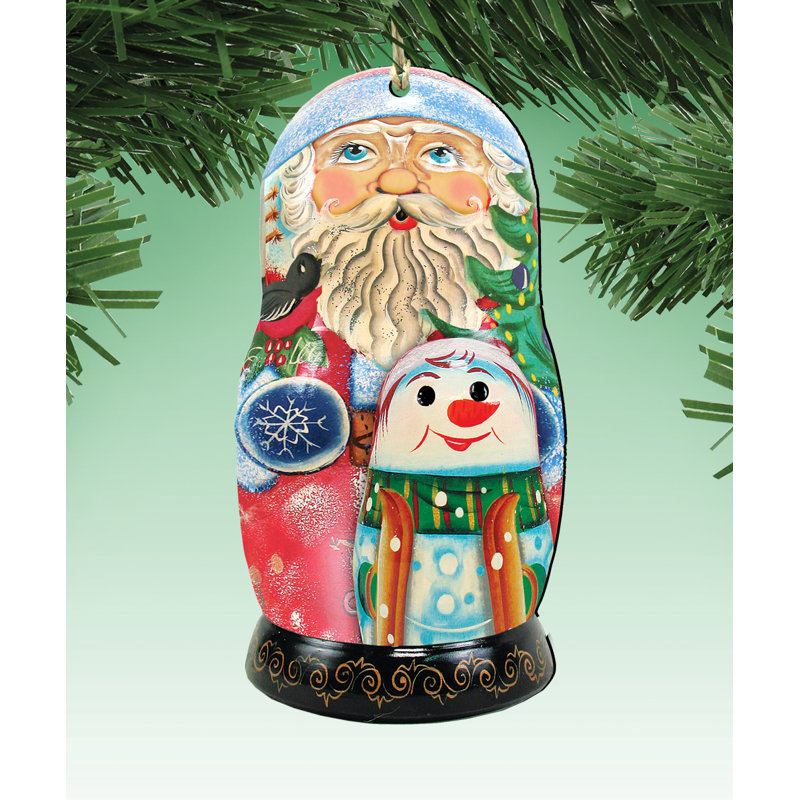 Ensemble de figurine décorative à pendre en bois de père Noël matryoshka 3 pièces