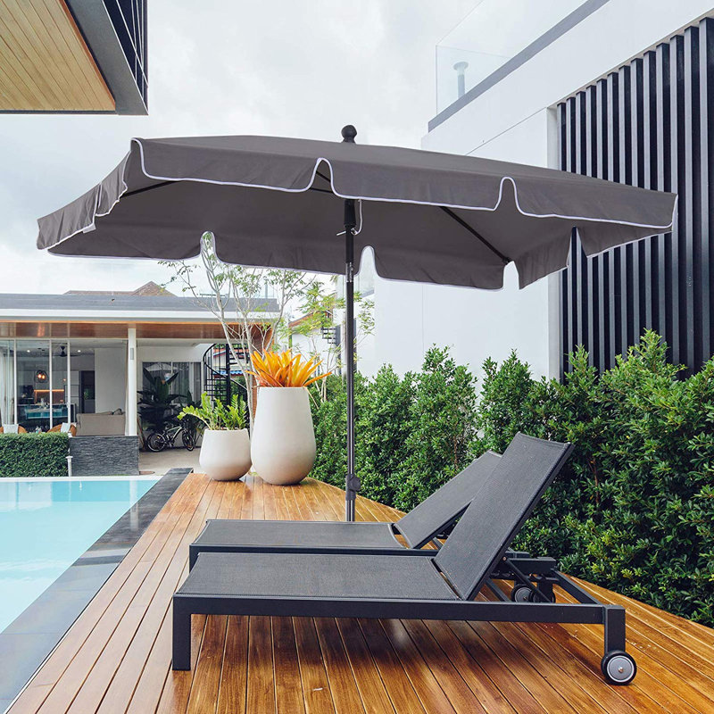 Oley 2m x 1.3m Rectangular Traditional Parasol, Grey