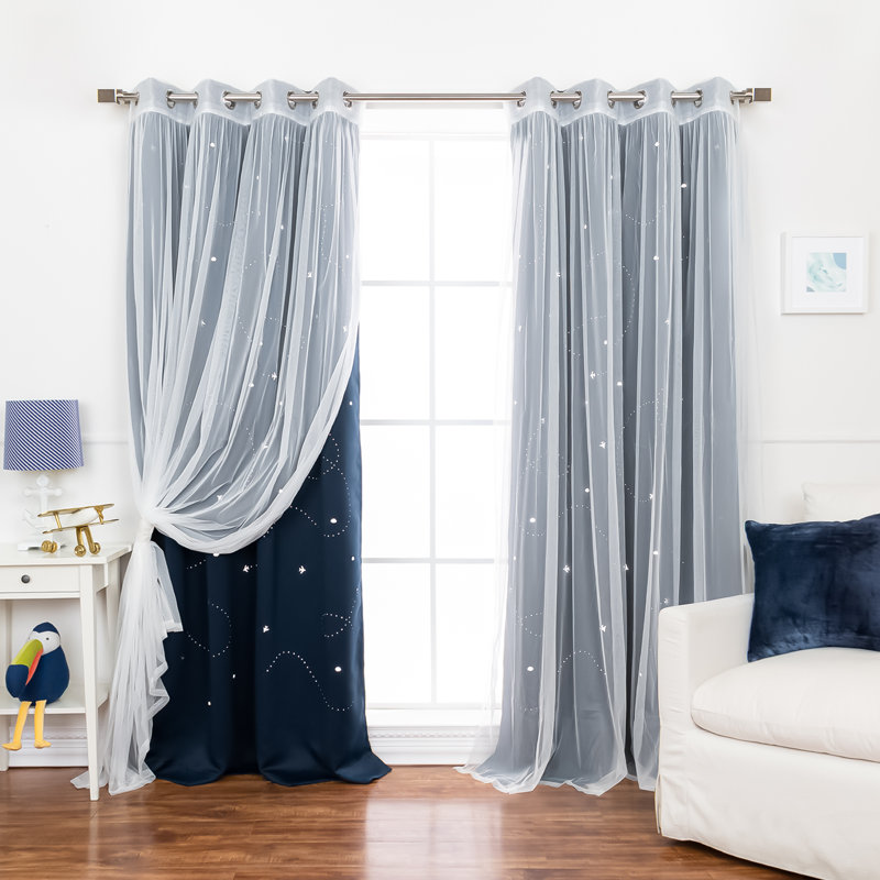 Rideau occultant en polyester, Bleu marine
