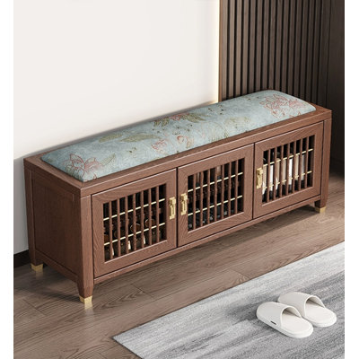 Banc de rangement en bois massif Traditional