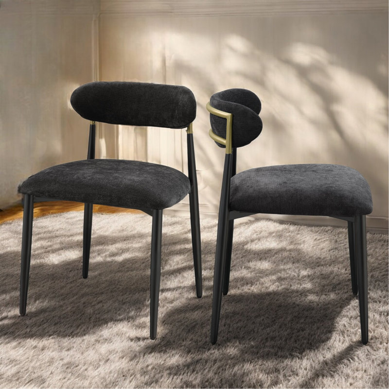 Ensemble de 2 chaises d'appoint en tissu noir et finition noire, Noir