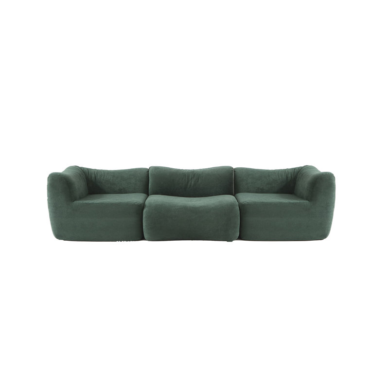 Causeuse, canapé modulaire incurvé modulaire;, H 25,6 po x l 110 po x P 35,4 po, 3, Vert