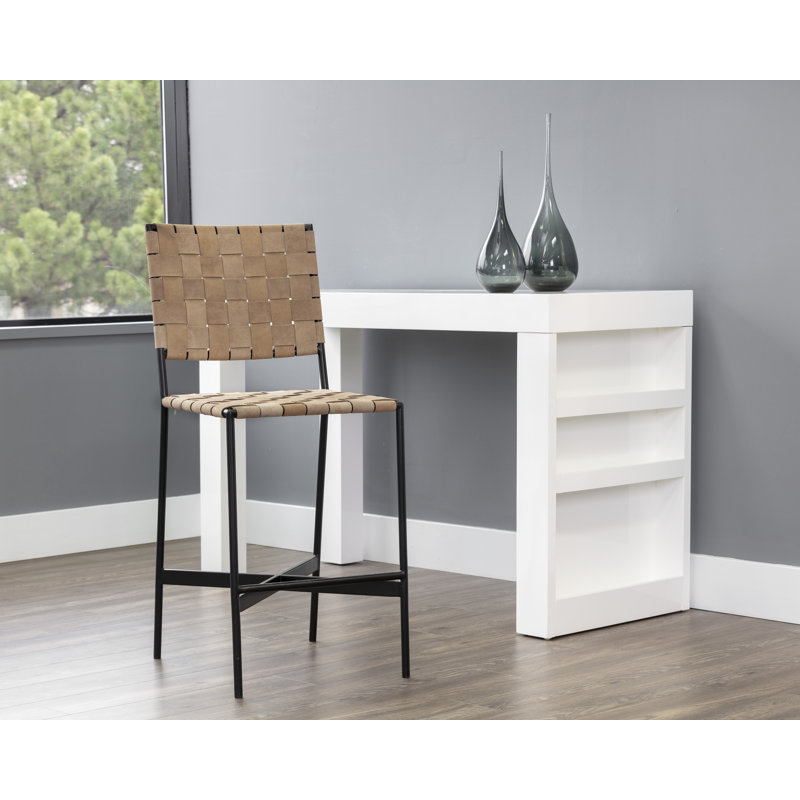 Almin Upholstered Stool with Metal Frame, Counter Stool (26.25" Seat Height)
