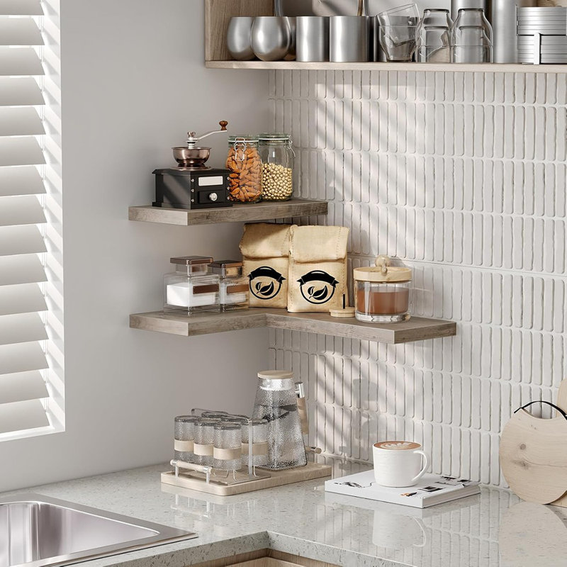 Ensemble de 3 tablettes flottantes pour mur avec supports invisibles