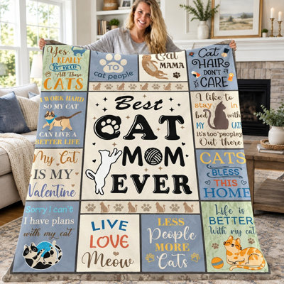 1pc Cat Lover Blanket, Funny Cat Mom Gift Cozy Flannel Throw, Super Soft Lightweight Warm Blanket for Sofa Couch Bed Living Room Dorm Office Travel, Home Decor All‑Season Throw, Gift for Cat Owners