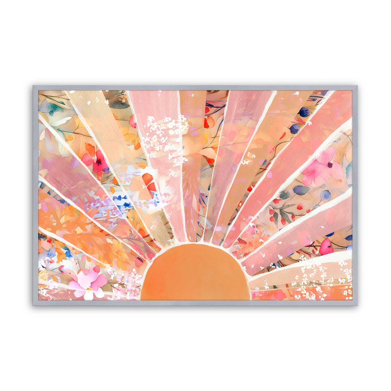 Doux imprimé floral soleil levant, Cadre photo argenté, H 25,25 po x l 37,25 po