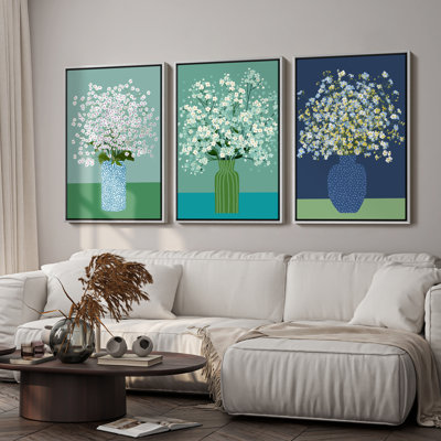 Art mural encadré, rétro, antique, classique pour chambre à coucher - 24 po x 36 po x 3 panneaux