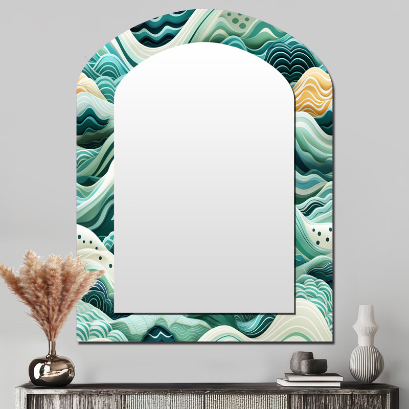 Motif de vagues vertes à motif de chevron côtier, 43 po x 33 po