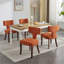 Ensemble de 2 chaises d'appoint rembourrées en orange brûlé avec garniture cloutée, dossier incurvé, structure en bois massif pour la salle à manger de la cuisine