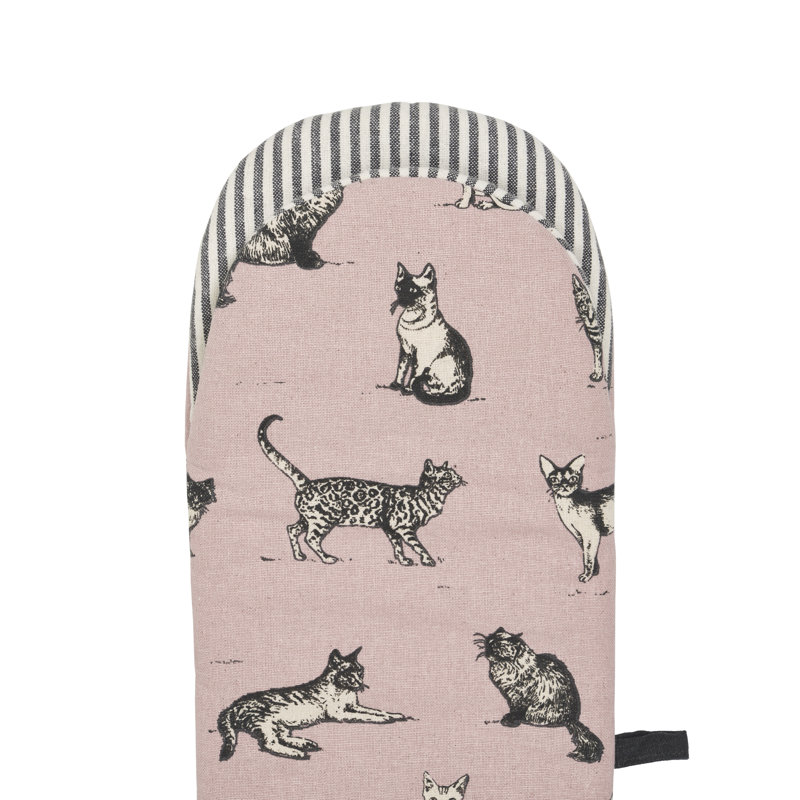 Penguin Home Cotton Oven Glove, Grey/Pink