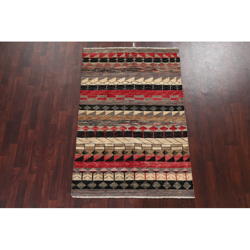 Tapis oriental unique Gabbeh Kashkoli noué à la main 4 pi x 6 pi 2 po