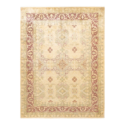 Tapis unique en laine noué à la main 9 pi 1 po x 12 pi nouvel âge Ohlone